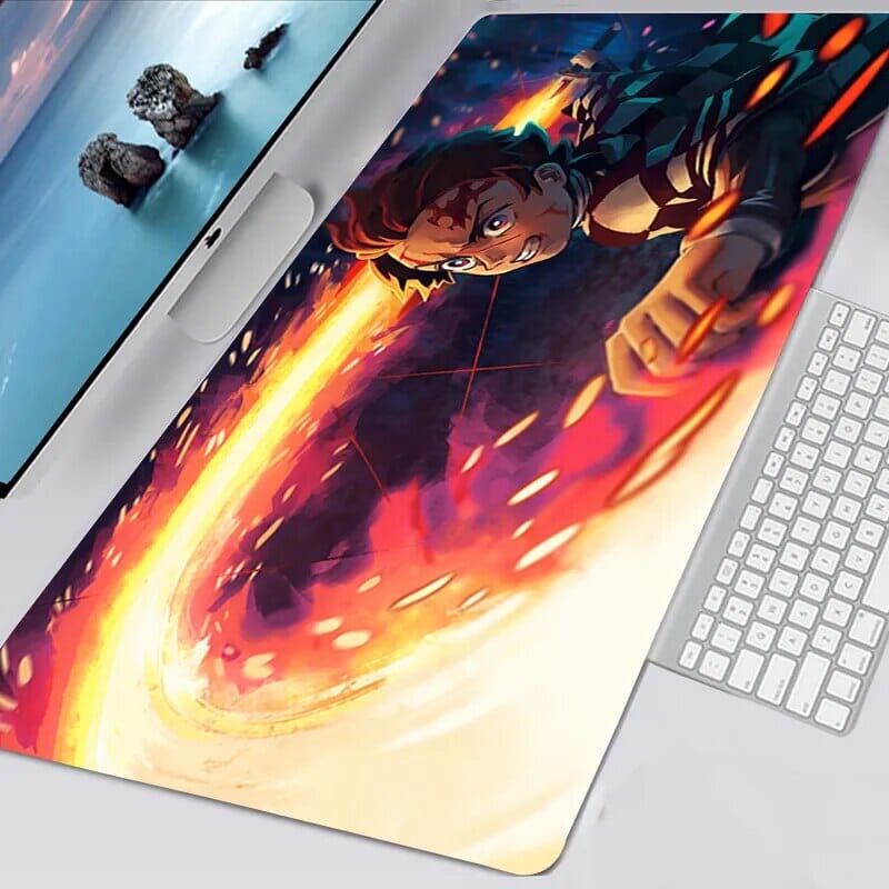 Tapis de souris Demon Slayer Tanjiro souffle du feu - CrazyWorth