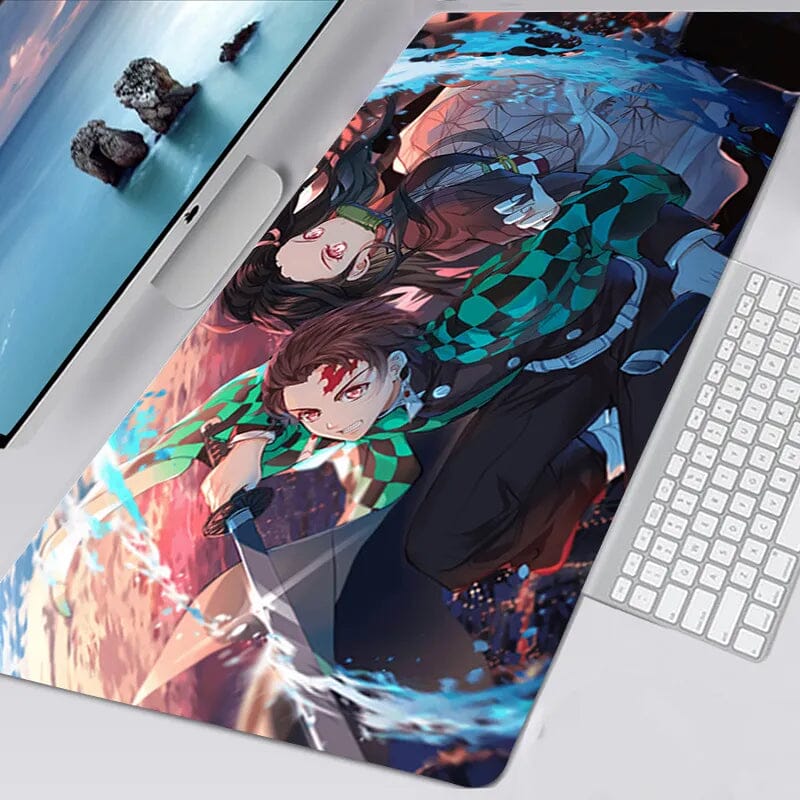 Tapis de souris Demon Slayer Nezuko et Tanjiro en rotation d'attaque - CrazyWorth