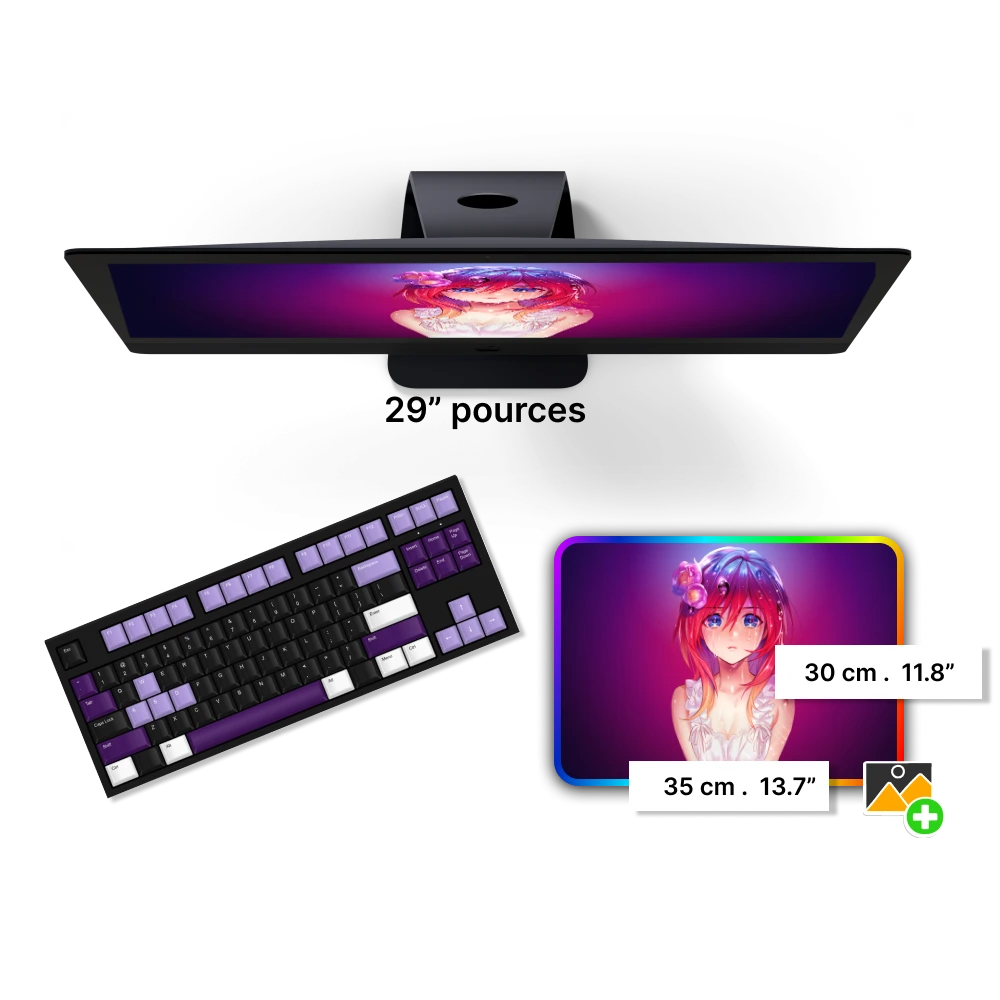 Tapis de Souris Personnalisable RGB<br> 35x30 cm - CrazyWorth
