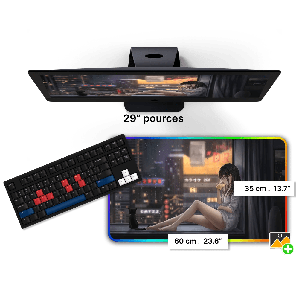 Tapis de Souris Personnalisable RGB<br> 60x35 cm - CrazyWorth
