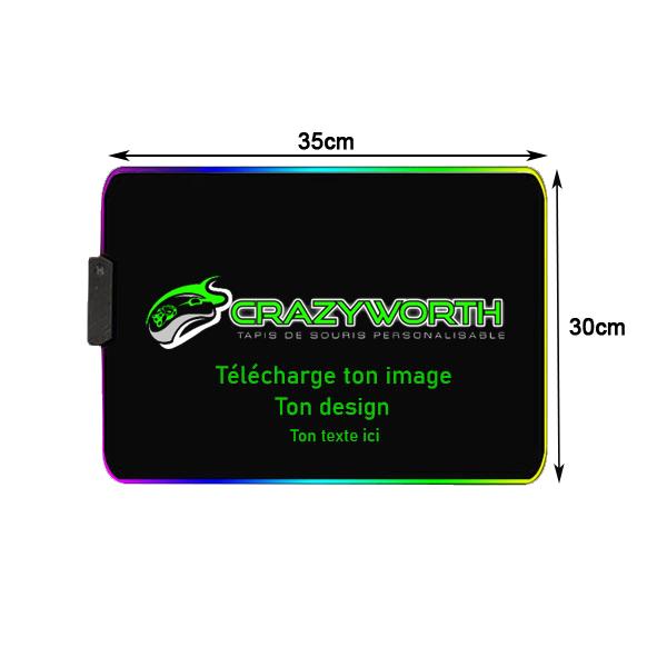 Tapis de Souris Personnalisable RGB<br> 35x30 cm - CrazyWorth