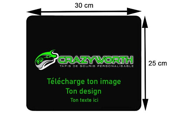 Tapis de Souris Personnalisé<br> 30x25 cm - CrazyWorth
