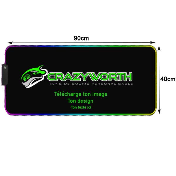 Tapis de Souris Personnalisable RGB<br> 90x40 cm - CrazyWorth