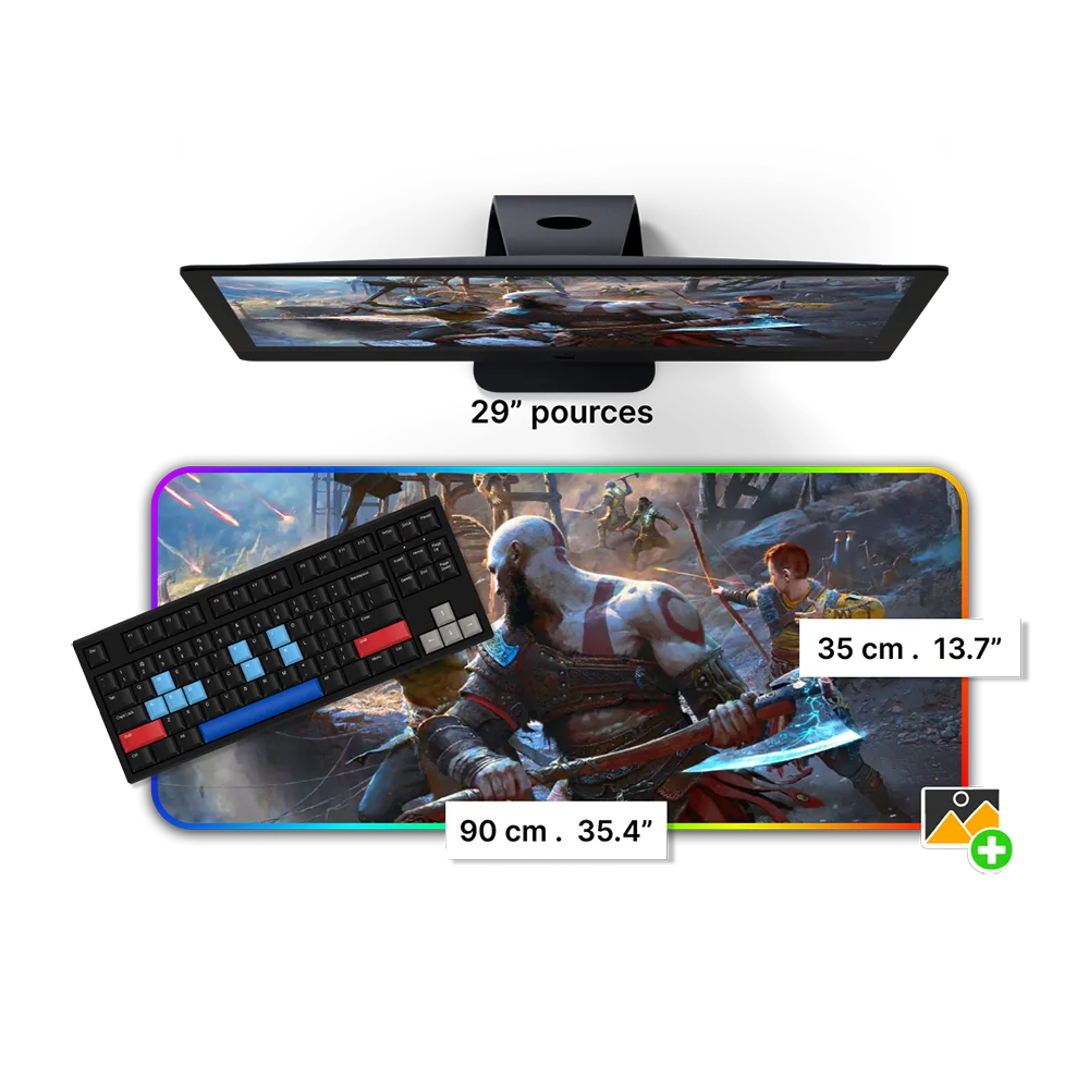 Tapis de Souris Personnalisable RGB<br> 90x35 cm - CrazyWorth