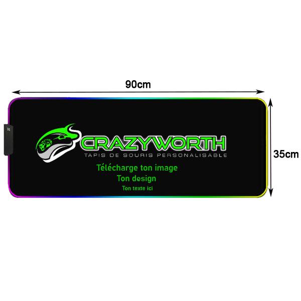 Tapis de Souris Personnalisable RGB<br> 90x35 cm - CrazyWorth